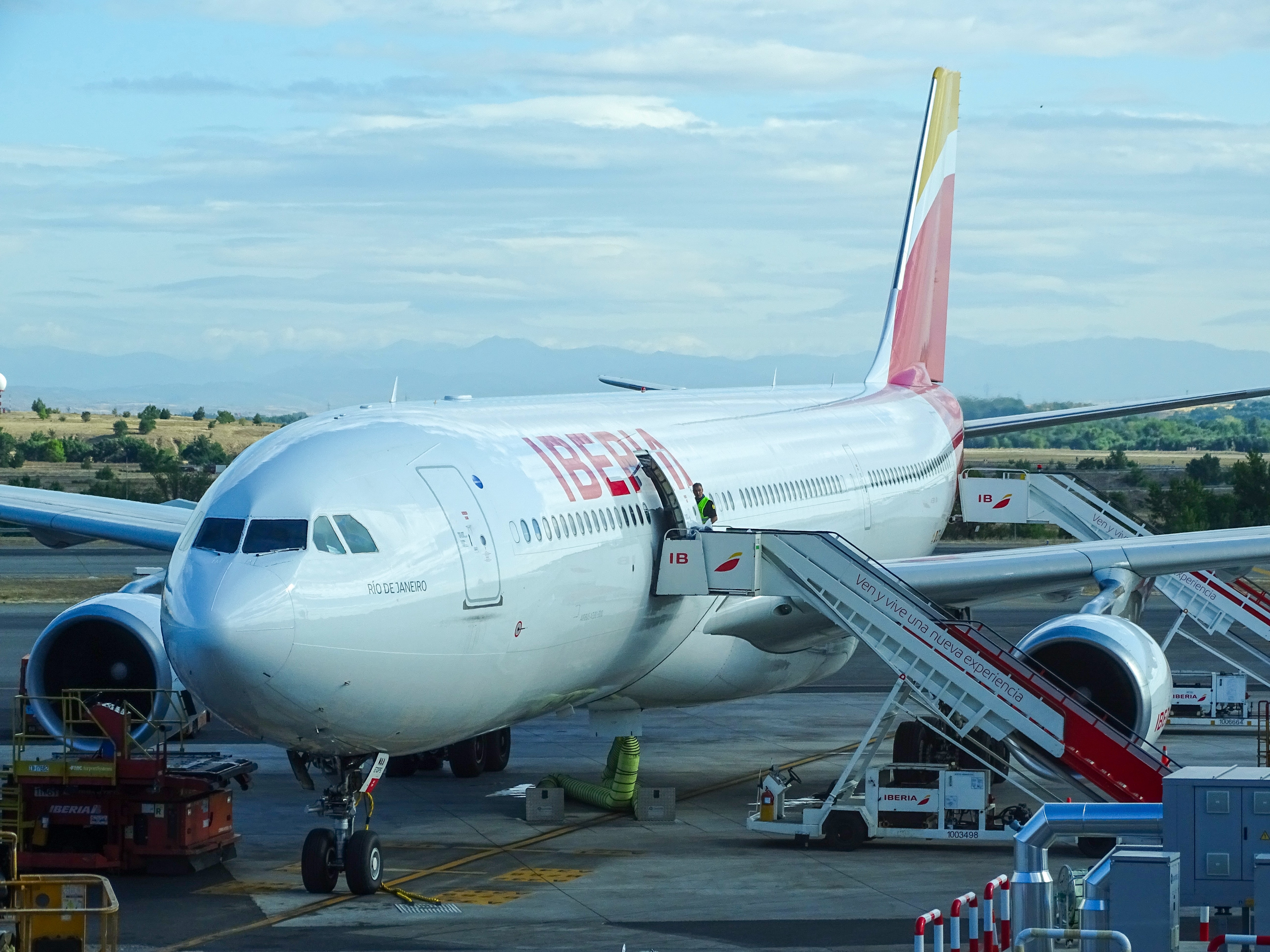 Iberia flight preparing for boarding