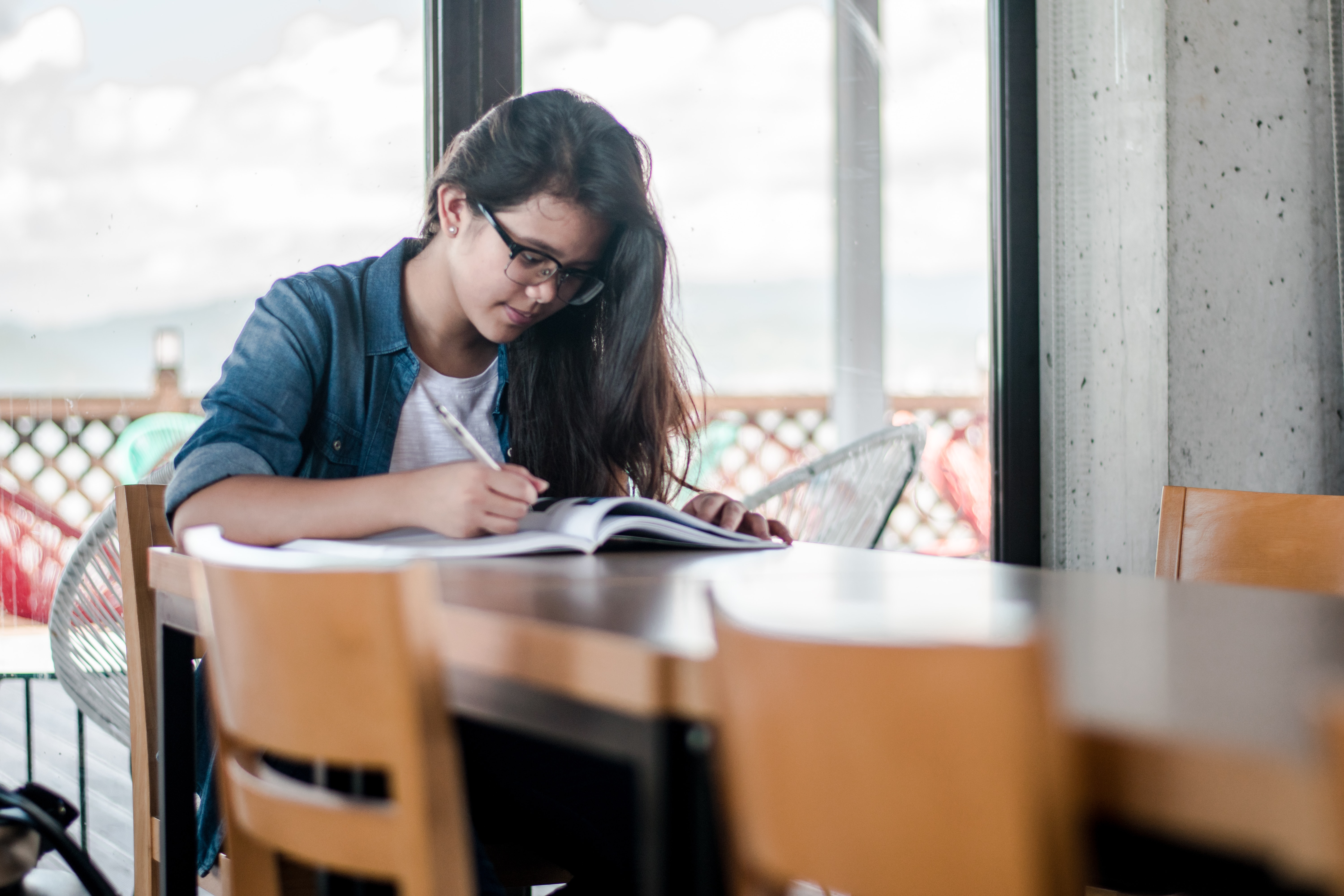 Girl studying to pass her exam